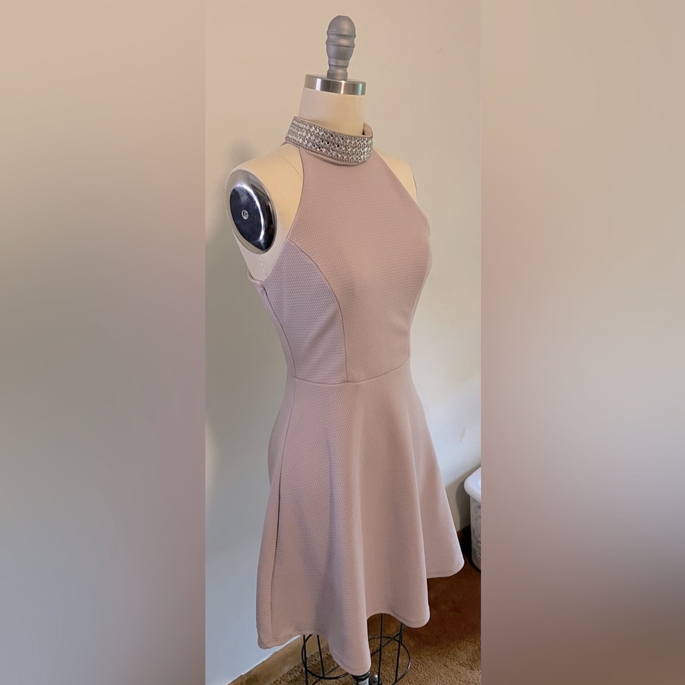 Charlotte Russe Taupe/Soft Lavender Cocktail Dress